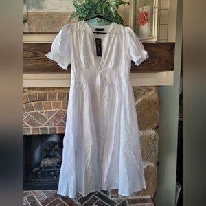 Textured Midi White Dress